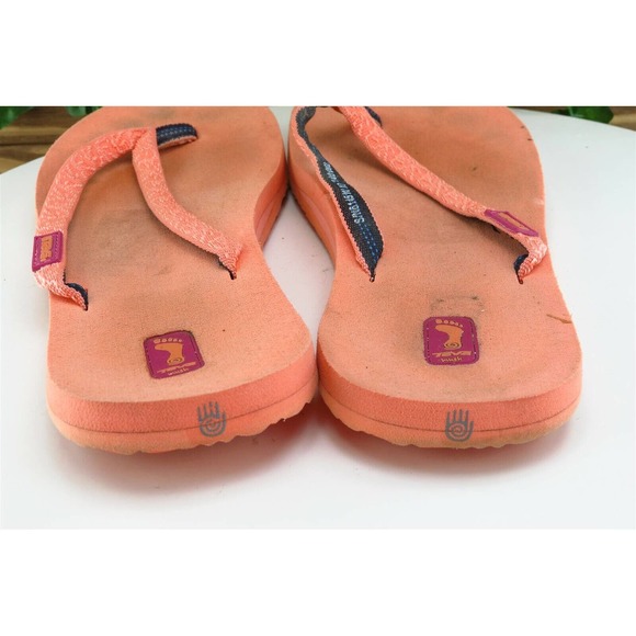 Sanuk Sz 10 M‎ Orange Flip Flop Fabric Women Sandals - Picture 5 of 8